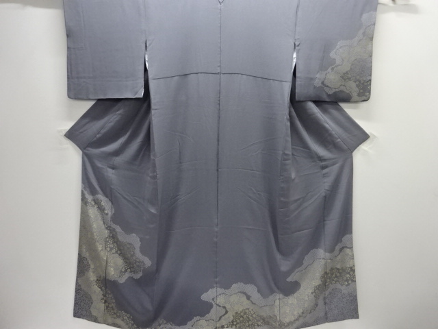 寿光織　道長取りに牡丹・唐草模様織出し一つ紋訪問着